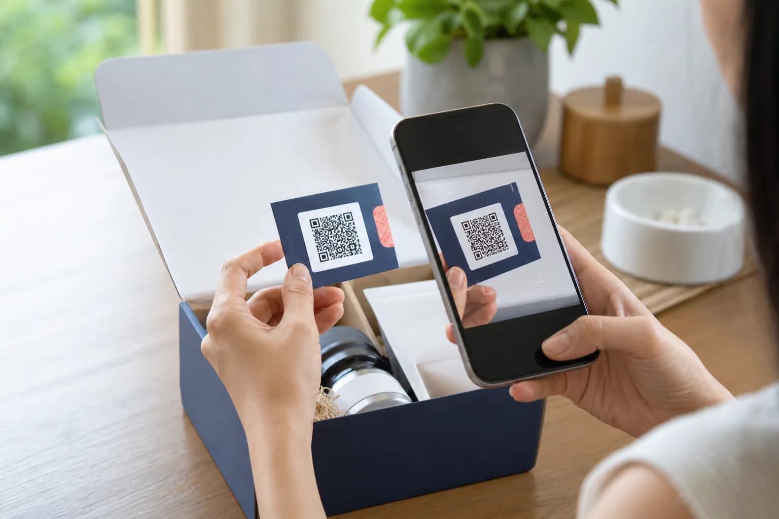 ลูกค้าเปิดกล่องสินค้าและสแกน QR Serial เพื่อตรวจสอบสินค้า